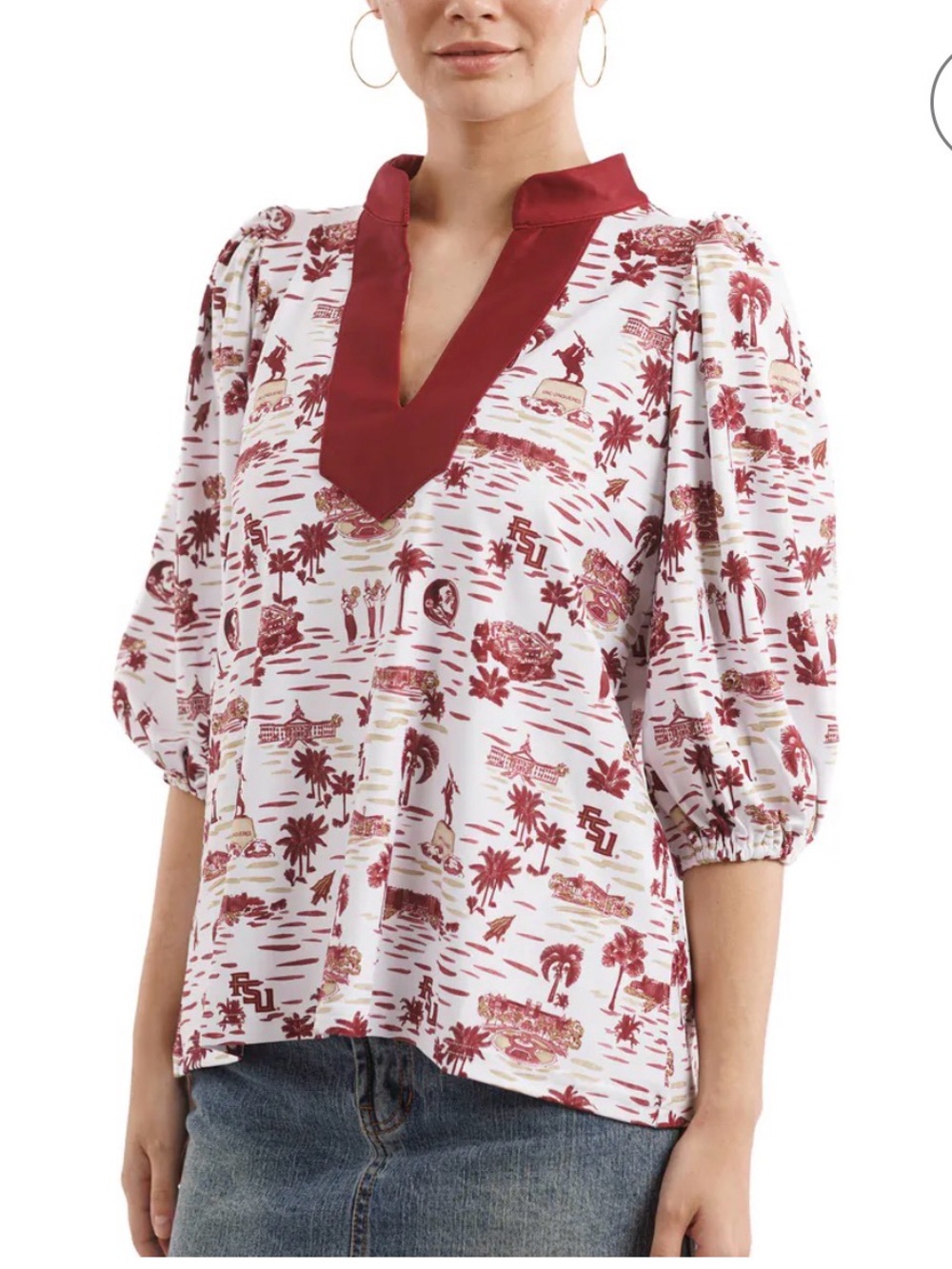 Smith & Quinn Garnet Florida State Seminoles Tailgate Collection Eliza Top NEW